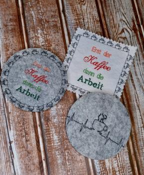 ITH - Stickdatei Mug Rug EKG-Linie Kaffeetasse
